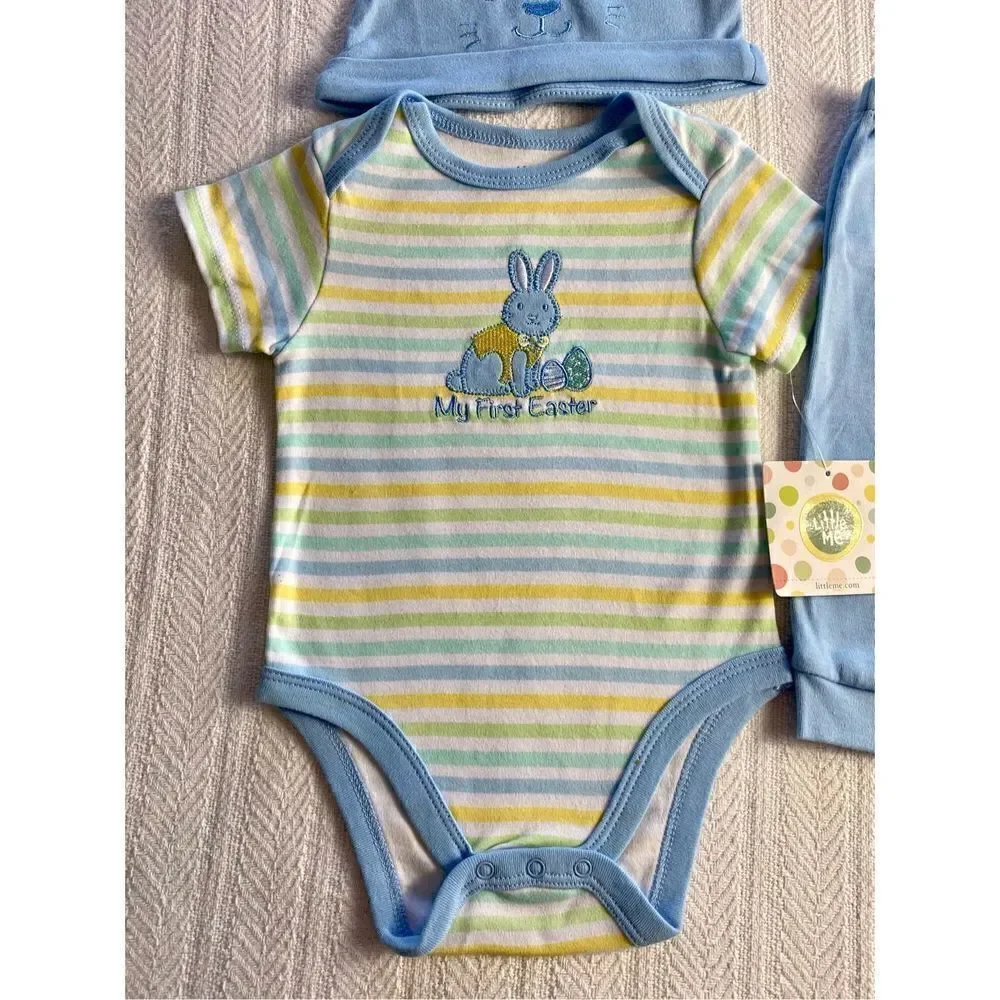LITTLE ME BOYS 9M “My First Easter” 2 Piece Pant Set with matching hat